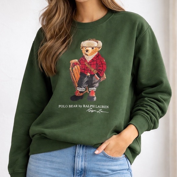 Ralph Lauren Polo Bear Green Sweatshirt | Women's Small | Cozy Classic| NWT - Picture 7 of 7